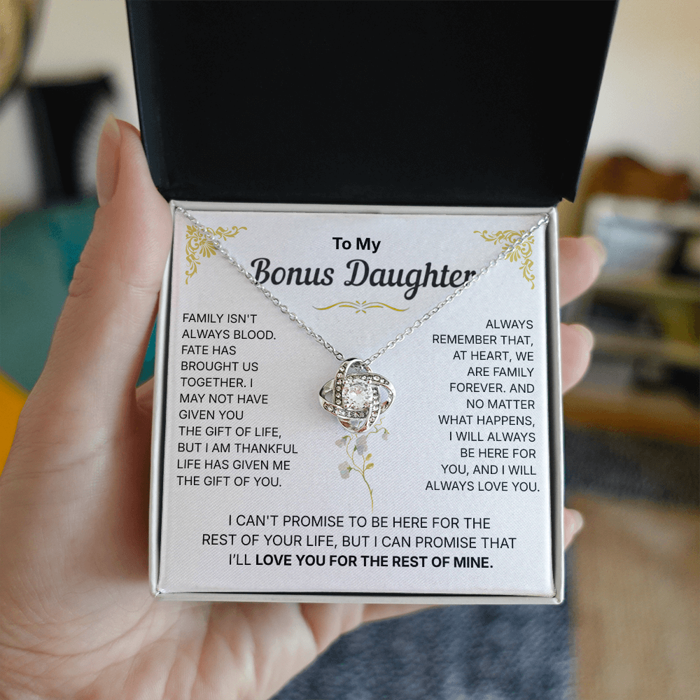 To My Bonus Daughter, We are Family Forever - Necklace For Daughter