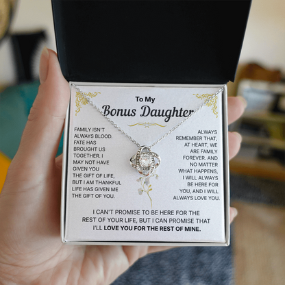 To My Bonus Daughter, We are Family Forever - Necklace For Daughter